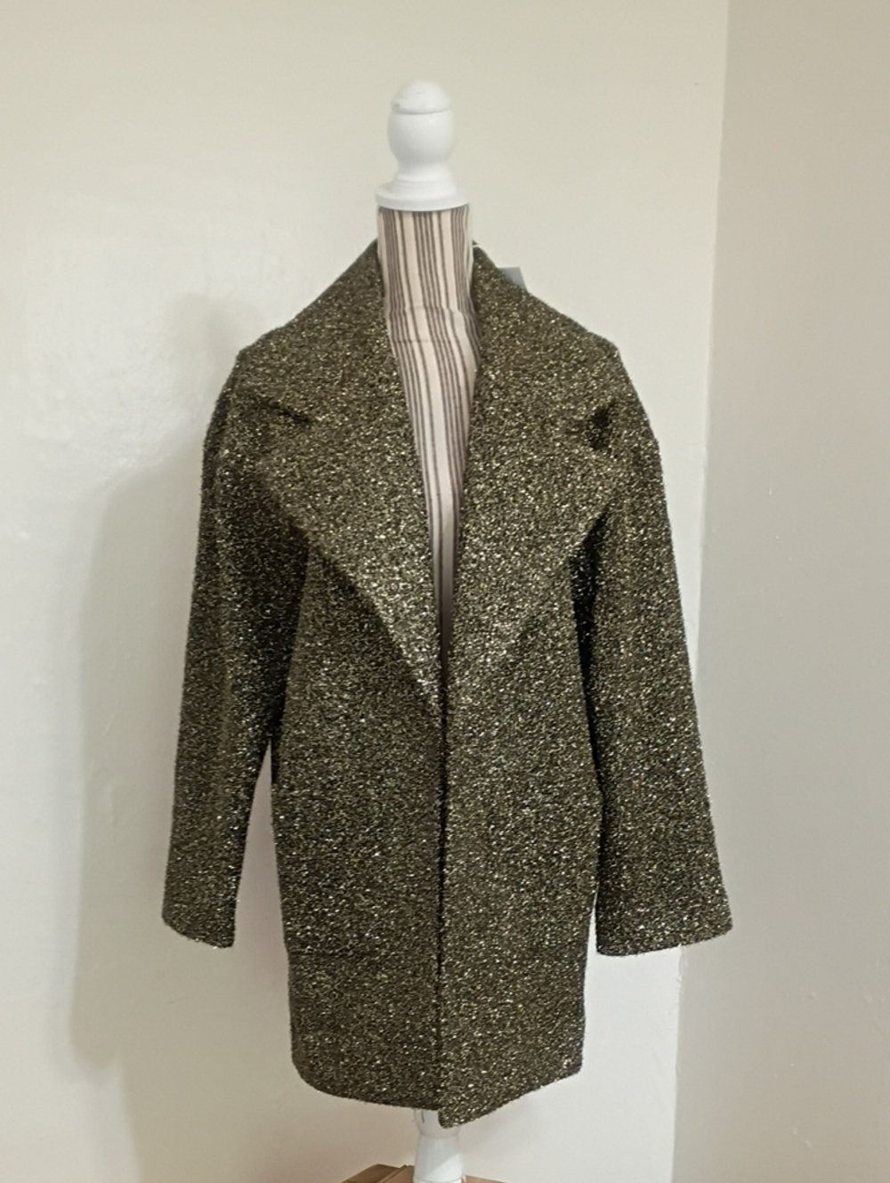 Lavender Brown Gold Metallic Tinsel Oversize Jacket Size S NWT $370